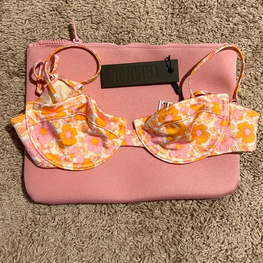 Triangl Swimsuit top bra floral neon small NWT